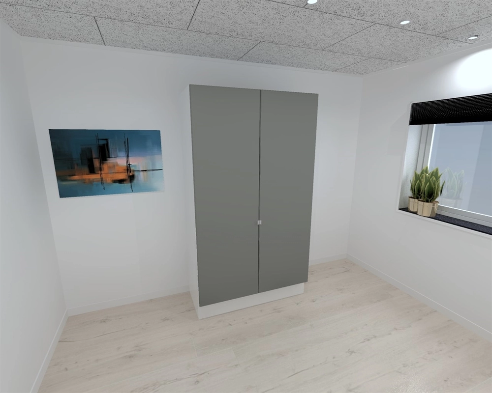 Kitchn Garderobeskap med 2 dører i grått, 120 cm fra Kitchn med Phoenix Mat Grå front.